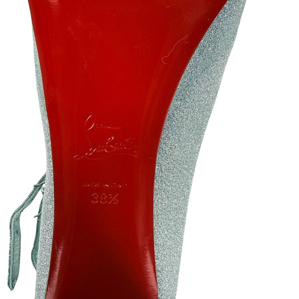 New Christian Louboutin Movida Jane Glitter Platfrom Pumps Silver Size 38.5 - Picture 9 of 10